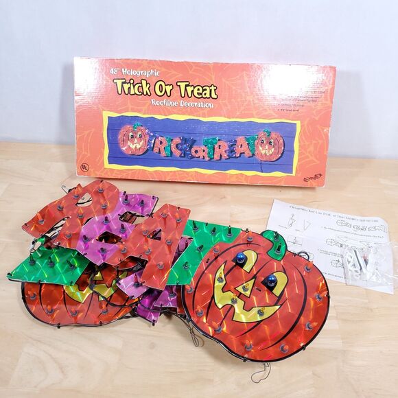 Vtg Noma Trick Or Treat Lighted Holographic Sign 48" 100 Lt Halloween Decor - Picture 1 of 12